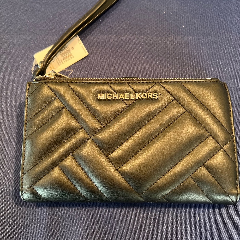 Michael Kors Peyton Large Double Zip Wristlet Black NWT